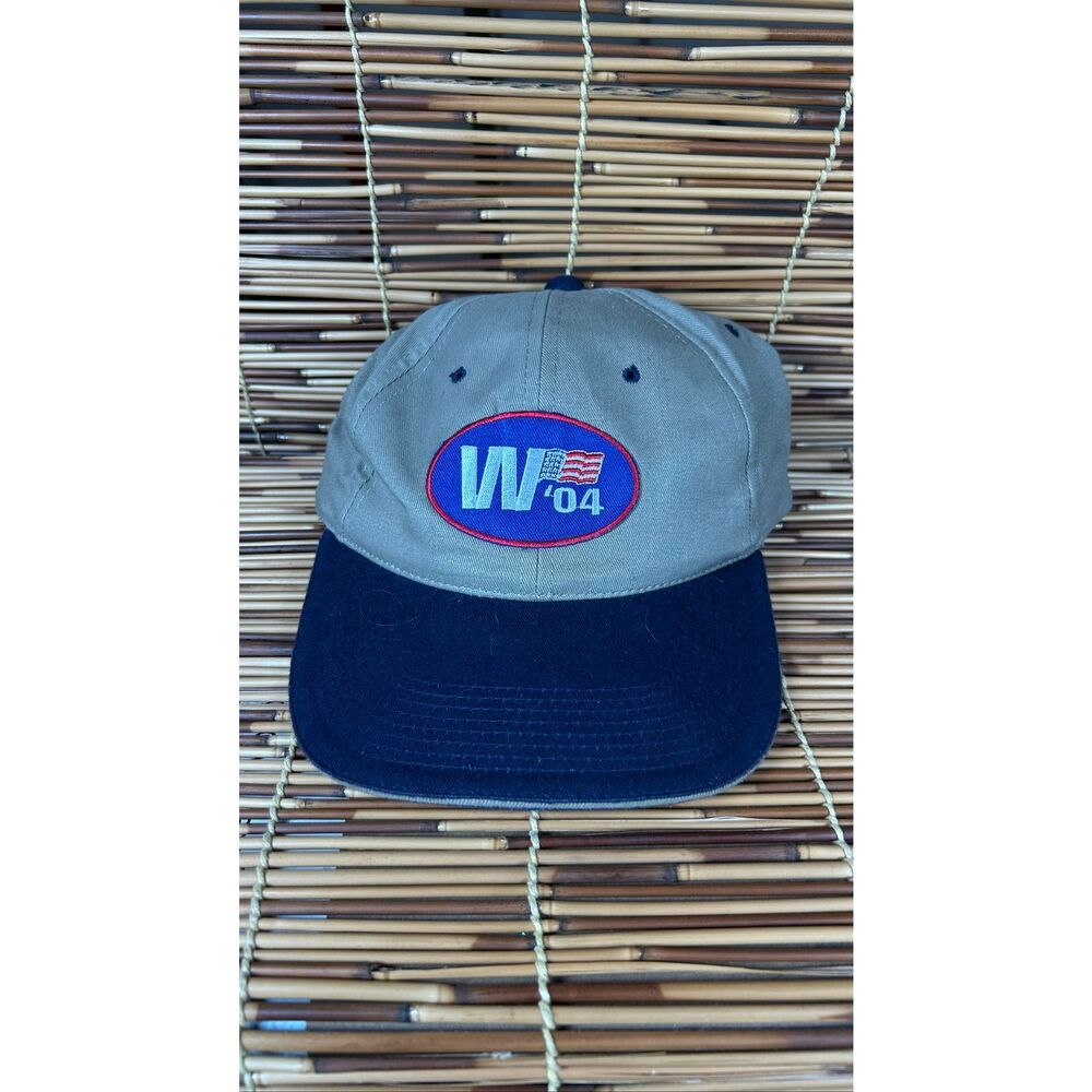 George W Bush Hat 2004 Tan and Navy Blue Adjustable
